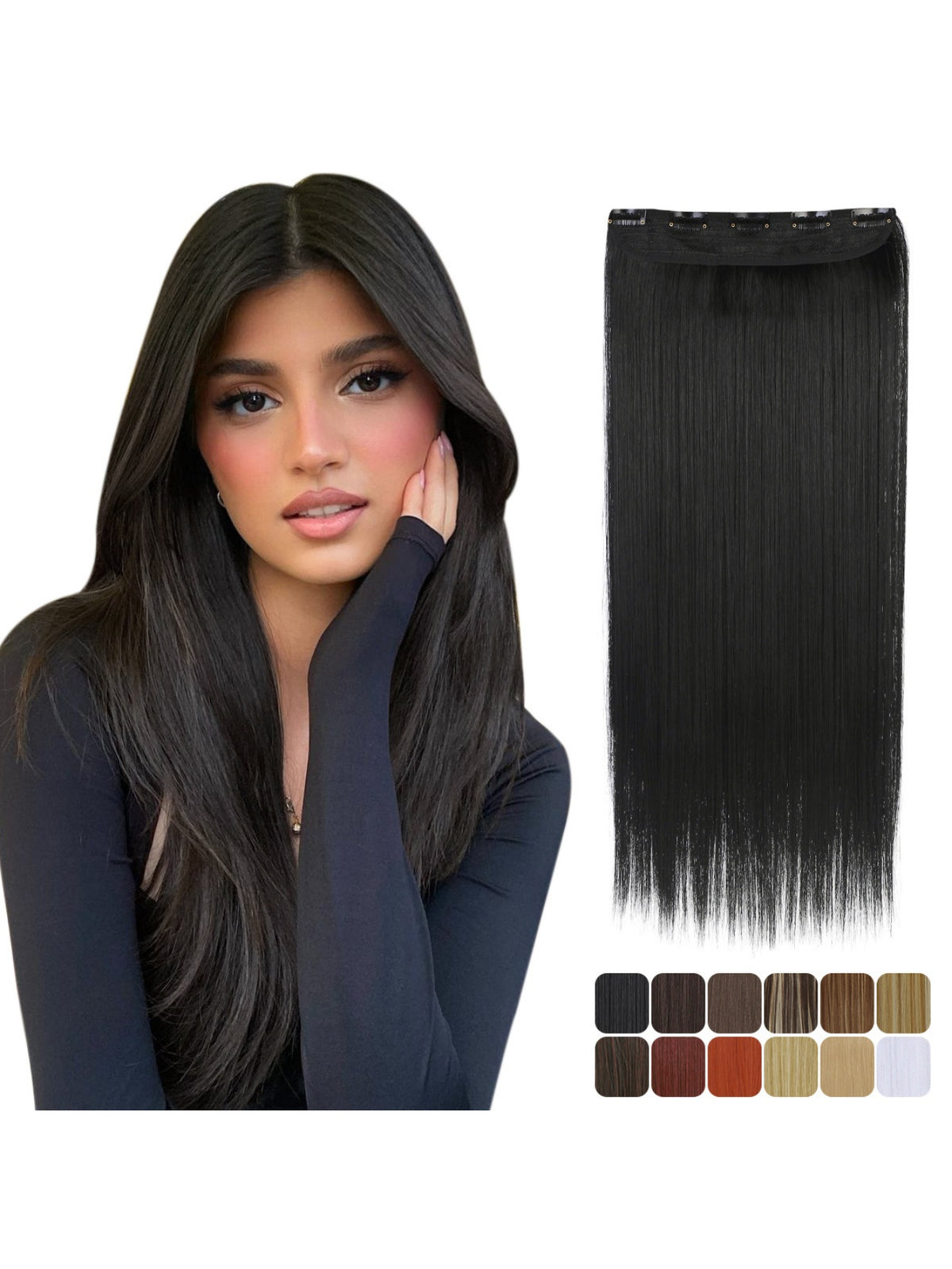 Seamless, Invisible, One-piece Long Straight Wig With Fluffy Hair