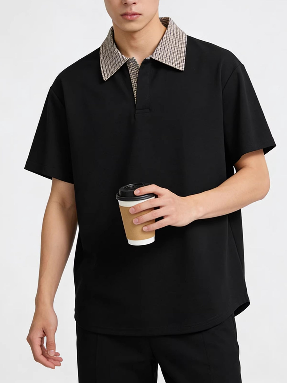 Old Money Style Plaid Patchwork POLO Shirt