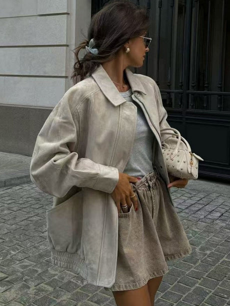 Zipper Long sleeve Milky Jackets