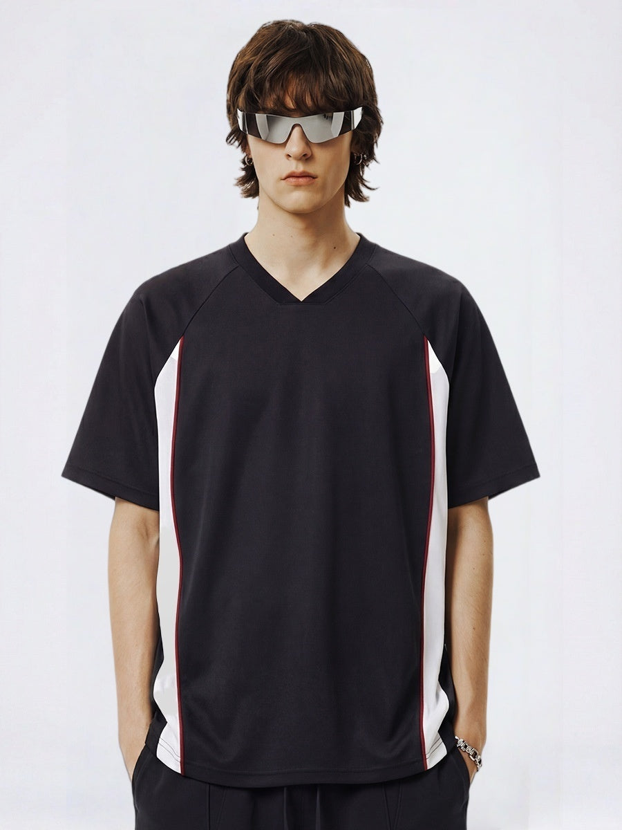 Antibacterial Cool Feeling Quick-drying Color-blocked T-shirt