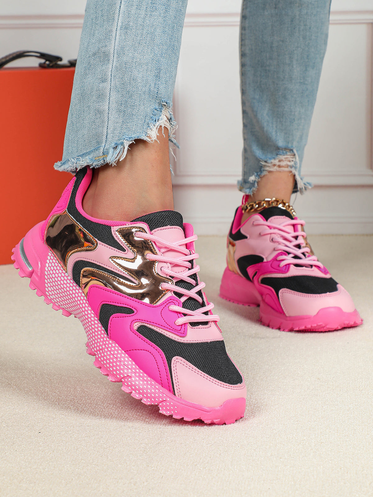 Color-blocked Platform Women's Casual Sneakers