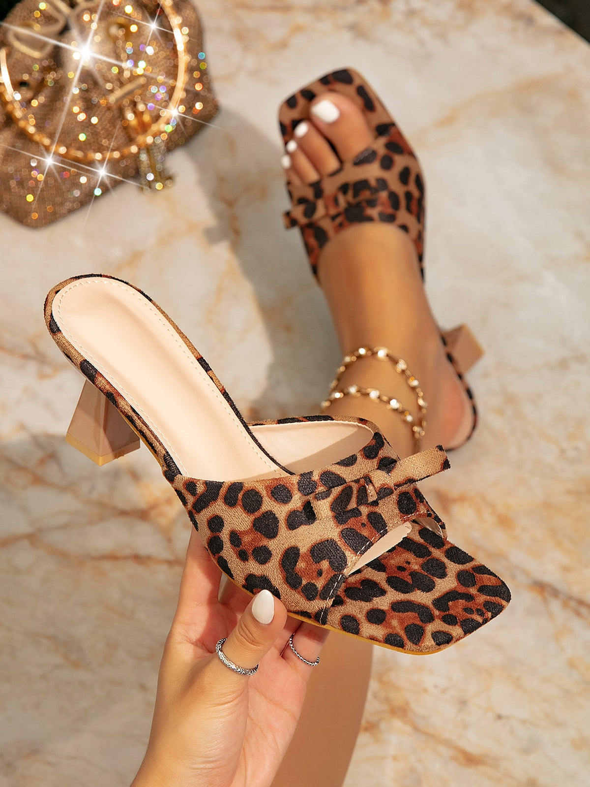 Leopard Print Women's High-heeled Sandals