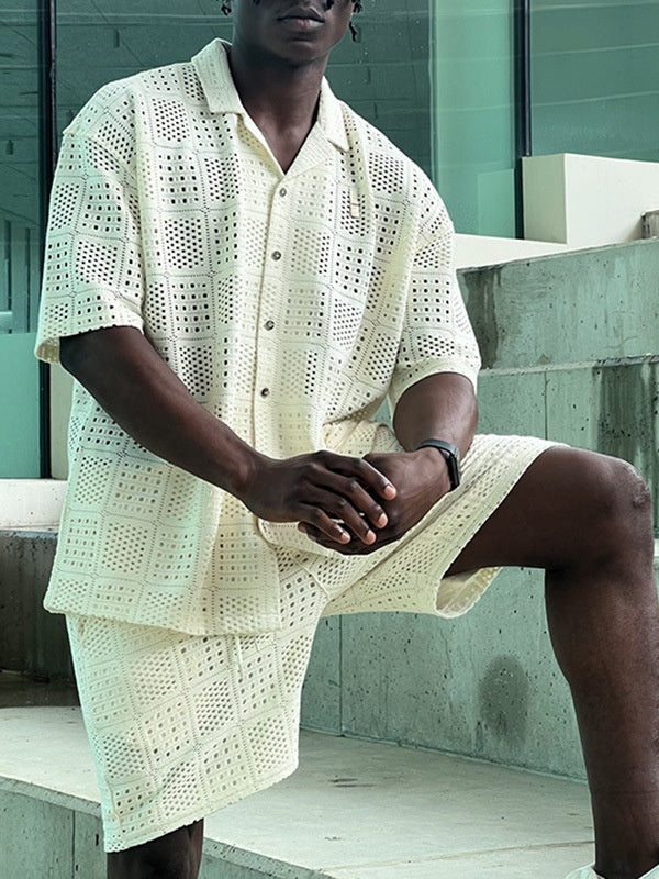 Hollow Out Loose-fit Vacation 2-piece Sets Set