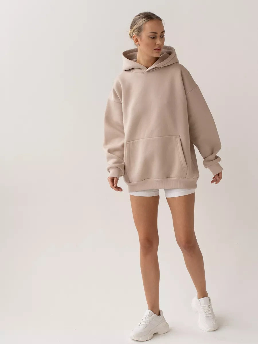 Liber Autumn women's pocket solid color pullover long sleeve two-piece suit