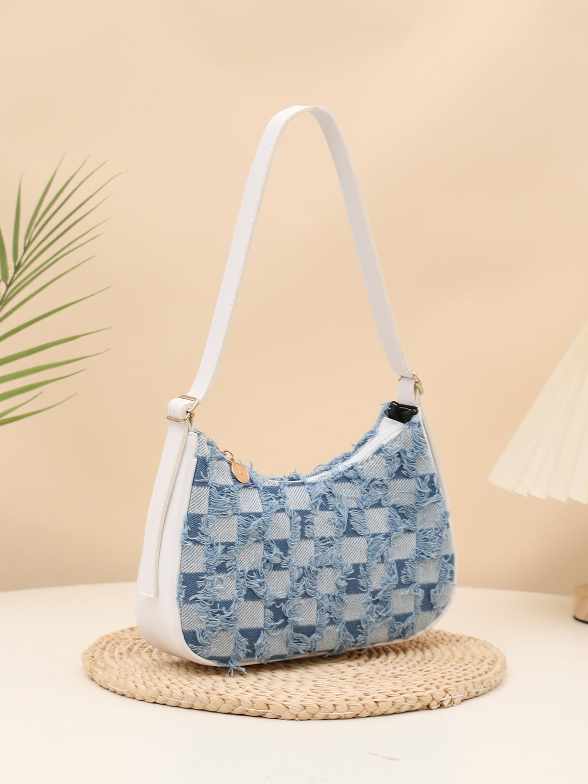 Colorful Straw Shoulder Bag For Vacation