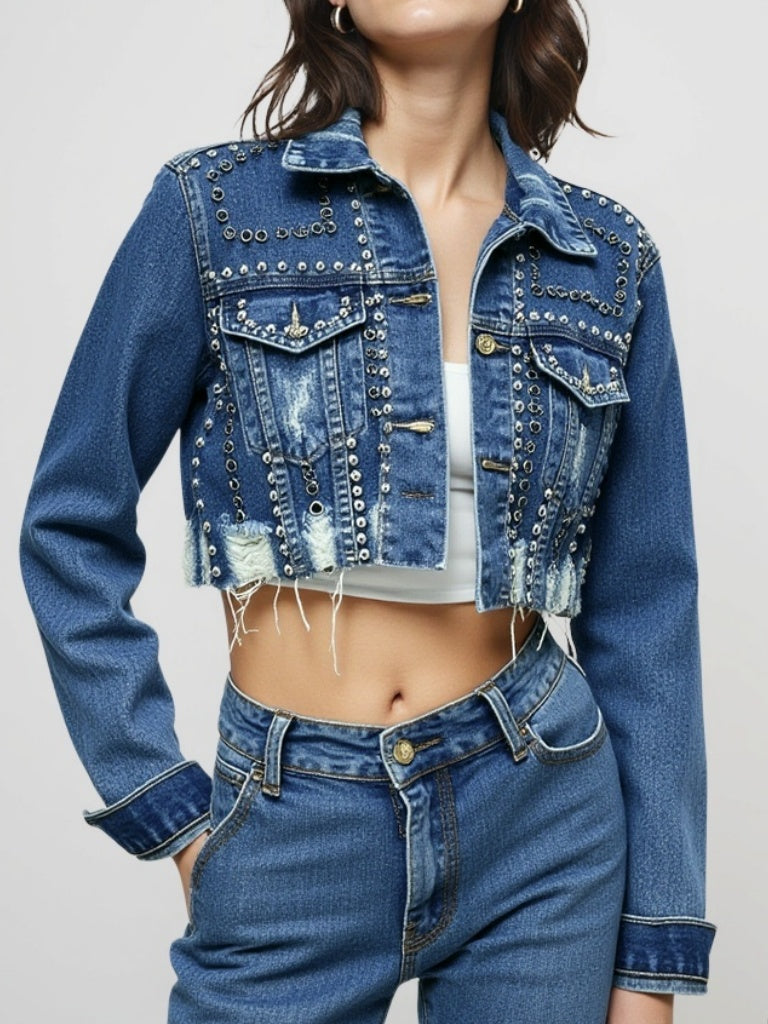 Liber Autumn Women's Studs Denim jacket
