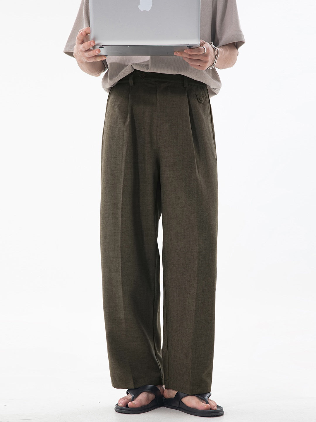 Gathering Old Money Style Nine Points Dress Pants Pants