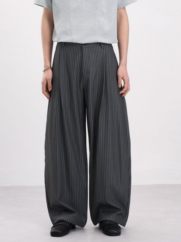 Old Money Style Pleated Stripes Machete Baggy Dress Pants Pants
