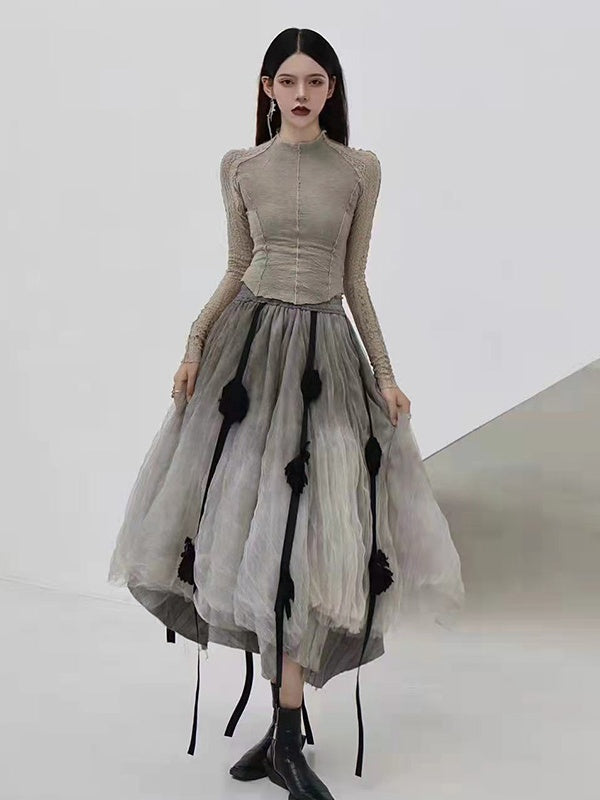 Floral Language Gauze Skirt