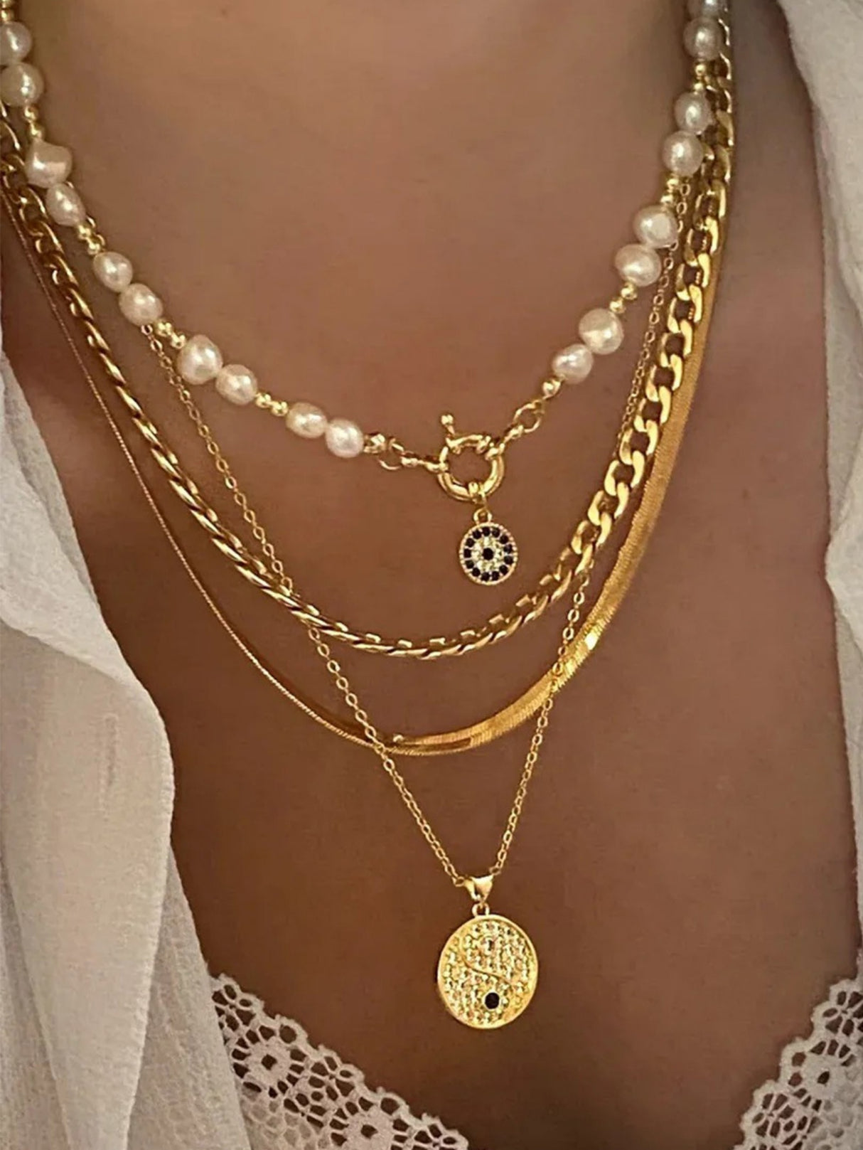 Round Tag Multi-layer Necklace