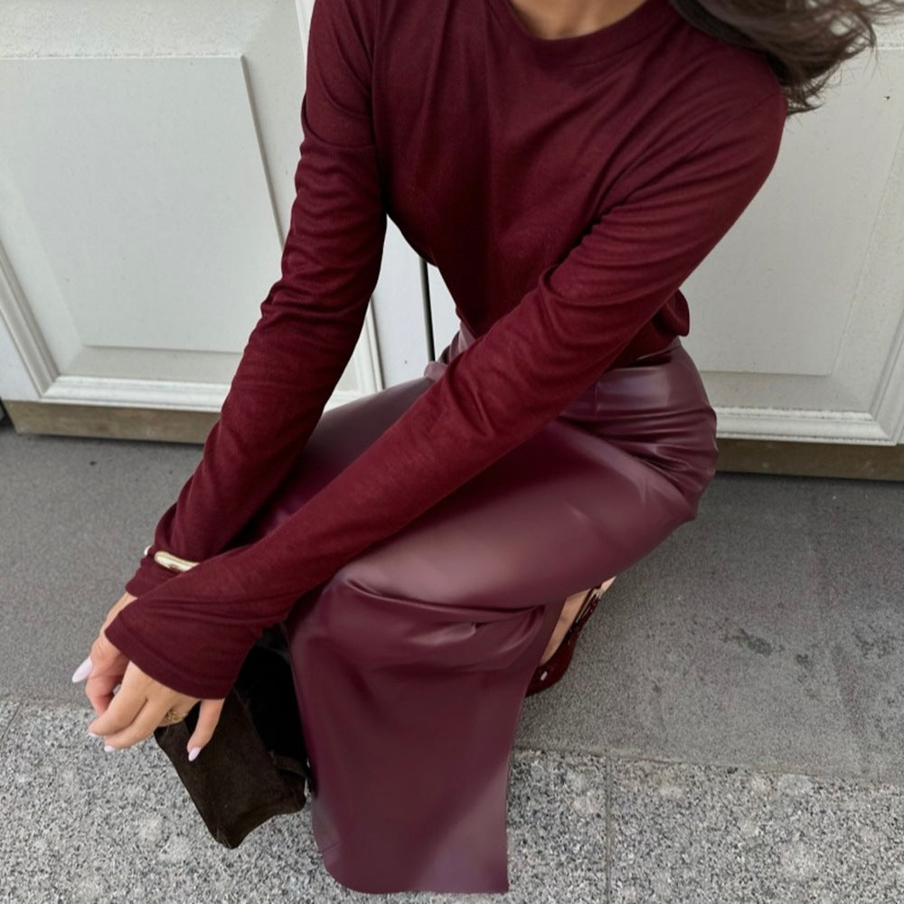 Stylish And Sexy High-waisted Slim-fitting Slit Bodycon Skirt