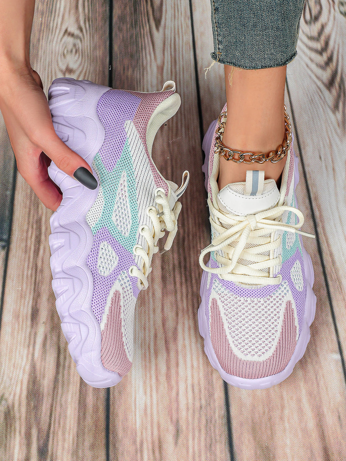 Color-blocked Unisex Casual Sneakers
