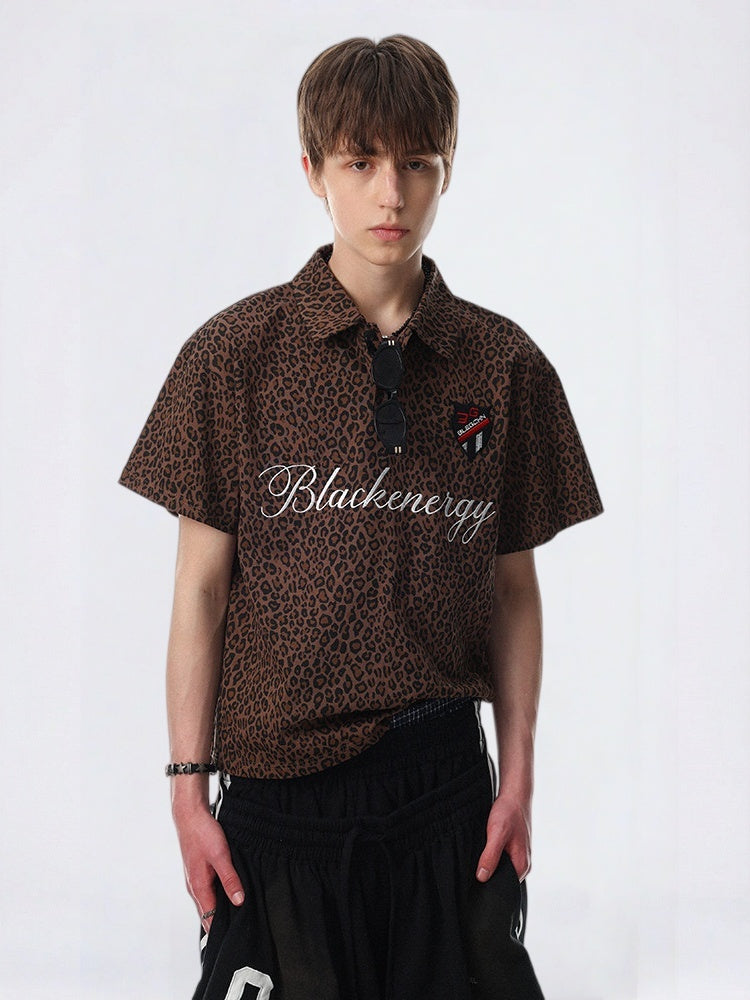 Leopard Print Vibe Letter Loose-fit POLO