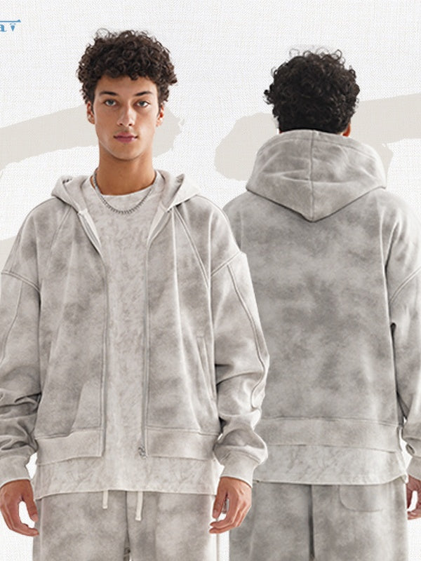 Old Style Cardigan Zipper Fleece Sweatshirt