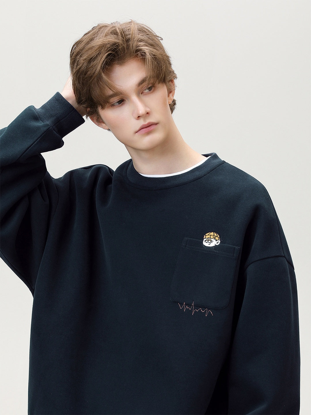 Liber Autumn Men's Pocket decoration Pattern Sweatshirts