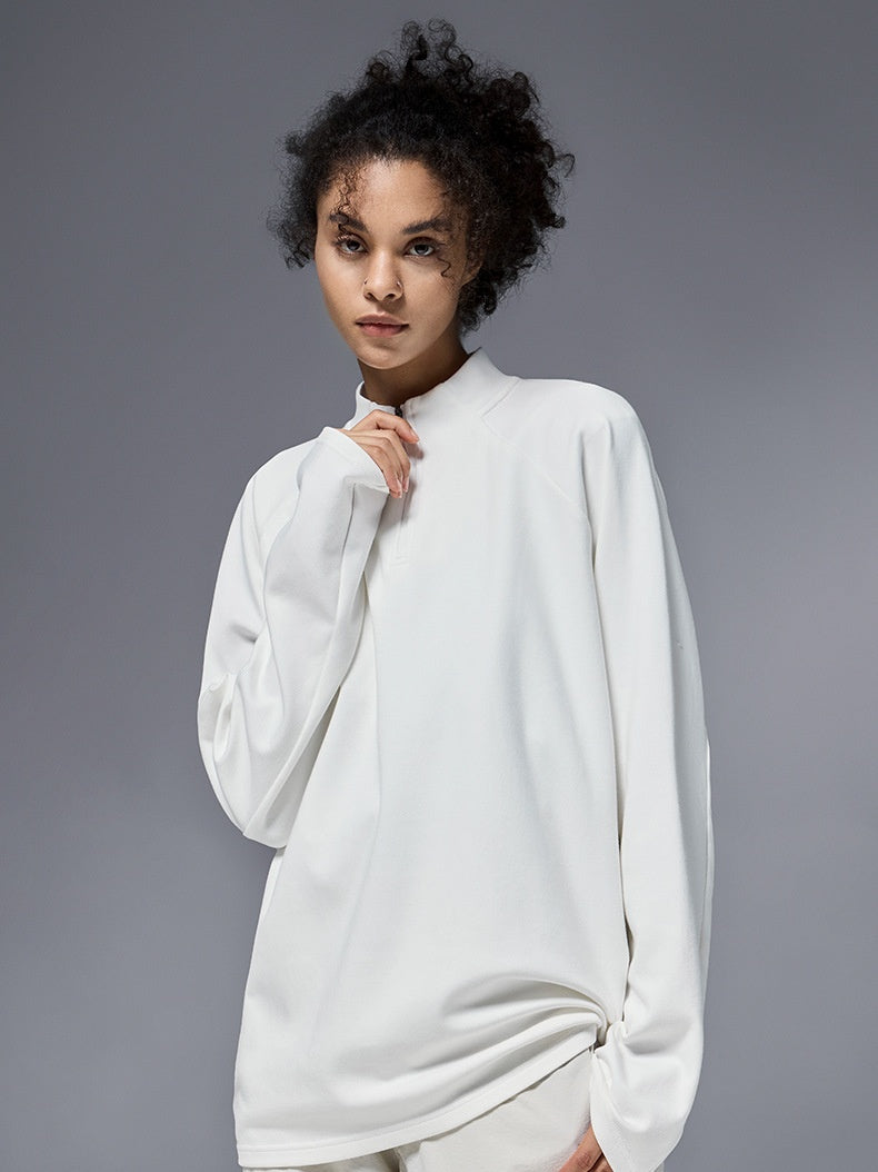 Liber Autumn Neutral wear Zipper decoration Solid Color T-shirts