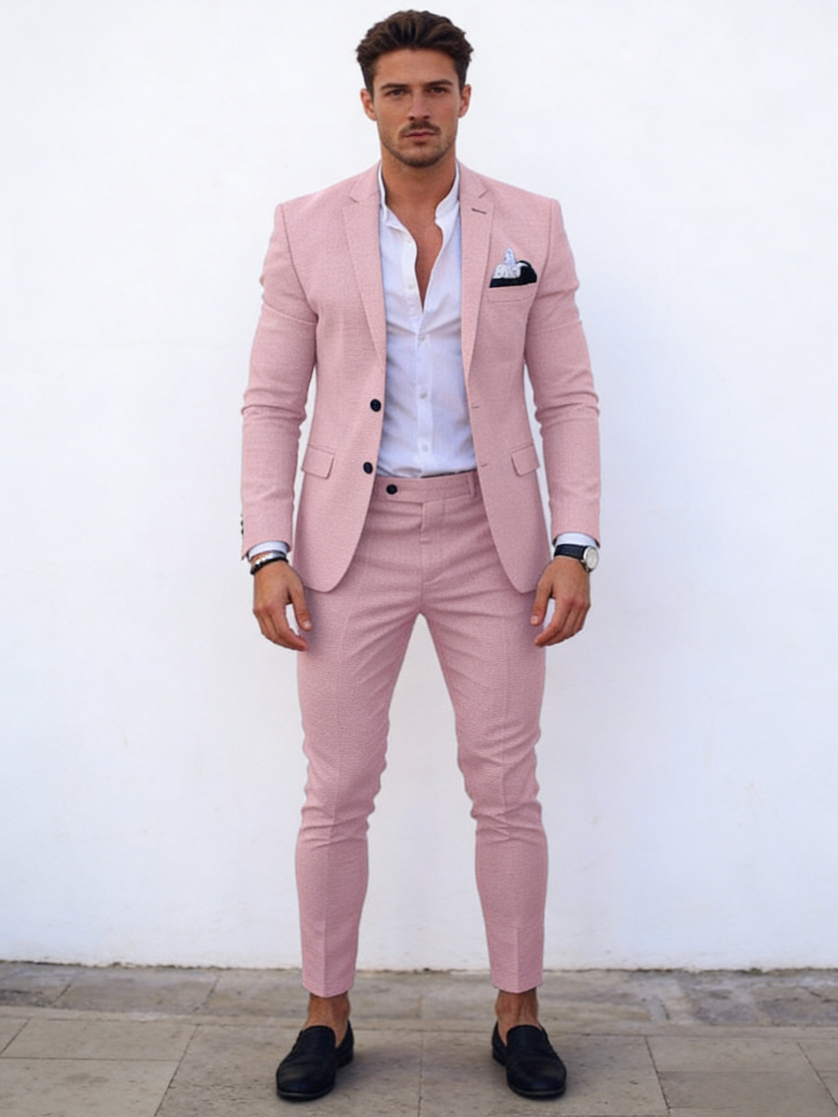 Flax Solid Color Suit Set 2-piece Sets
