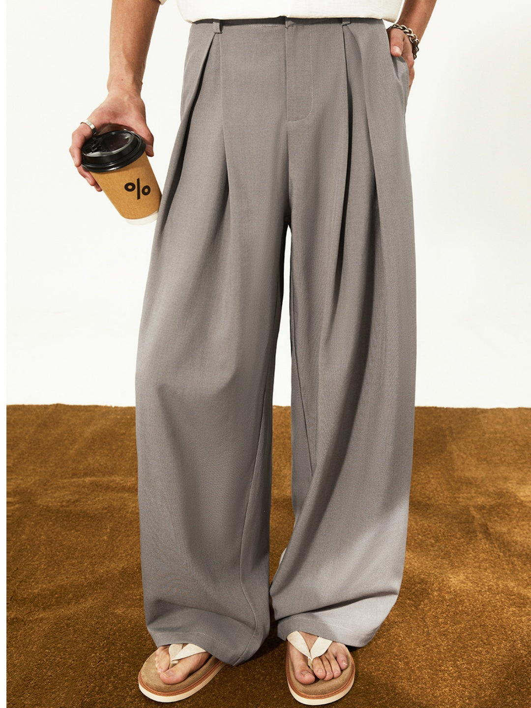 Stereo Gathering A Wide-leg Dress Pants Pants