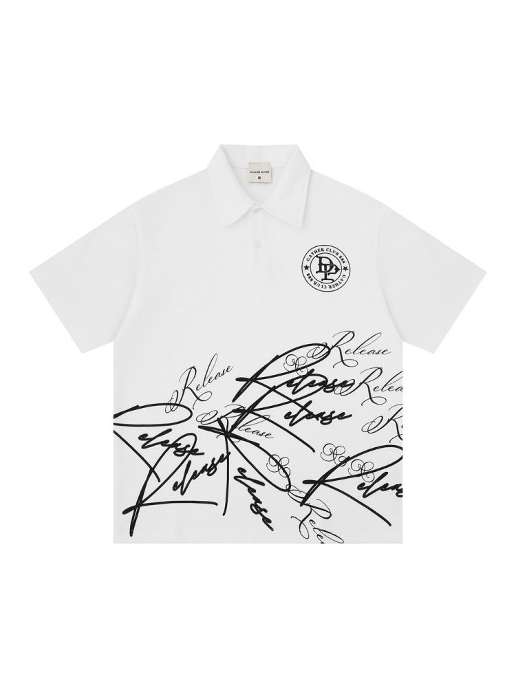 Graffiti Printed Vibe Hip Hop Loose-fit POLO Shirt
