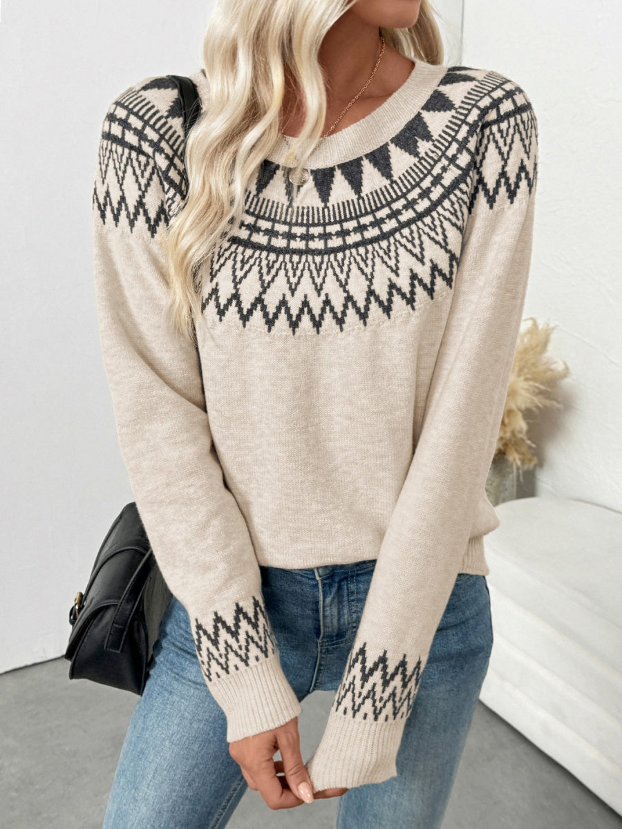 Pullover Fair Isle Style Geometric Patterns Casual Sweaters