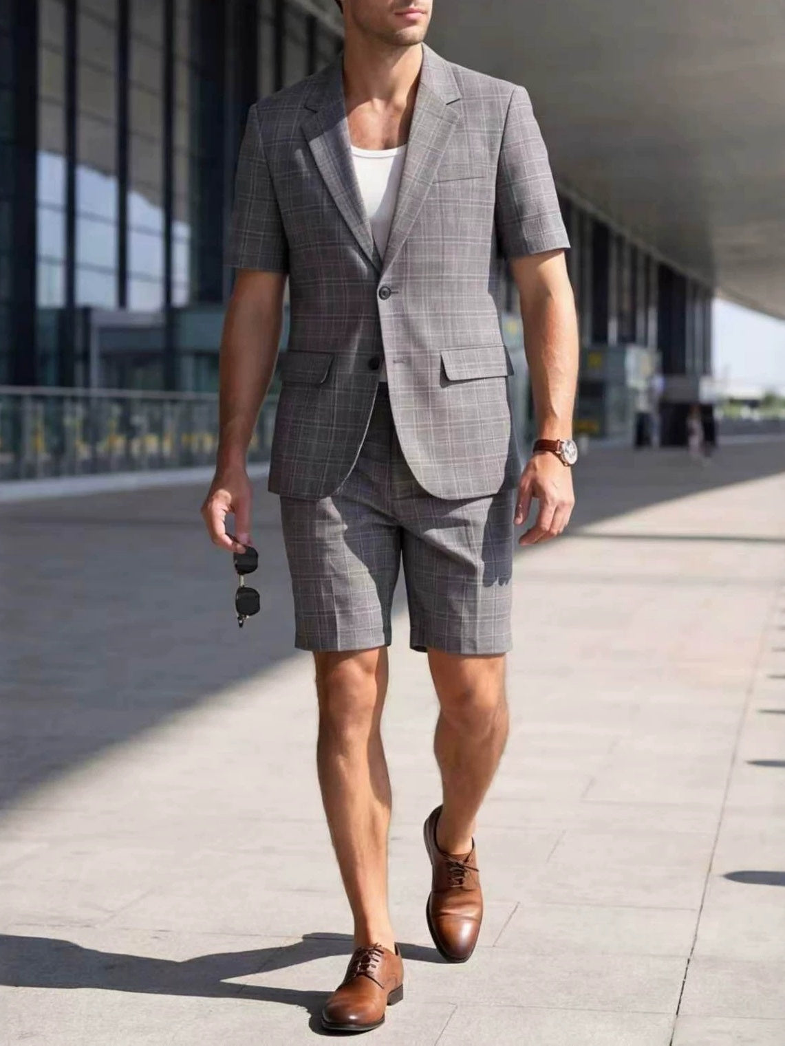Light Business Leisure Plaid Suit Set 2-piece Sets