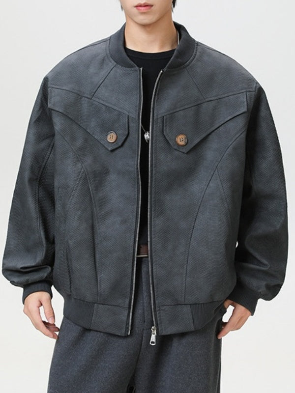 Retro Snake And Python Pattern Stereo Short Leather Jacket Jackets