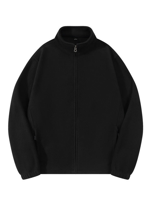 Fleece Loose Stand Collar Zipper Jackets