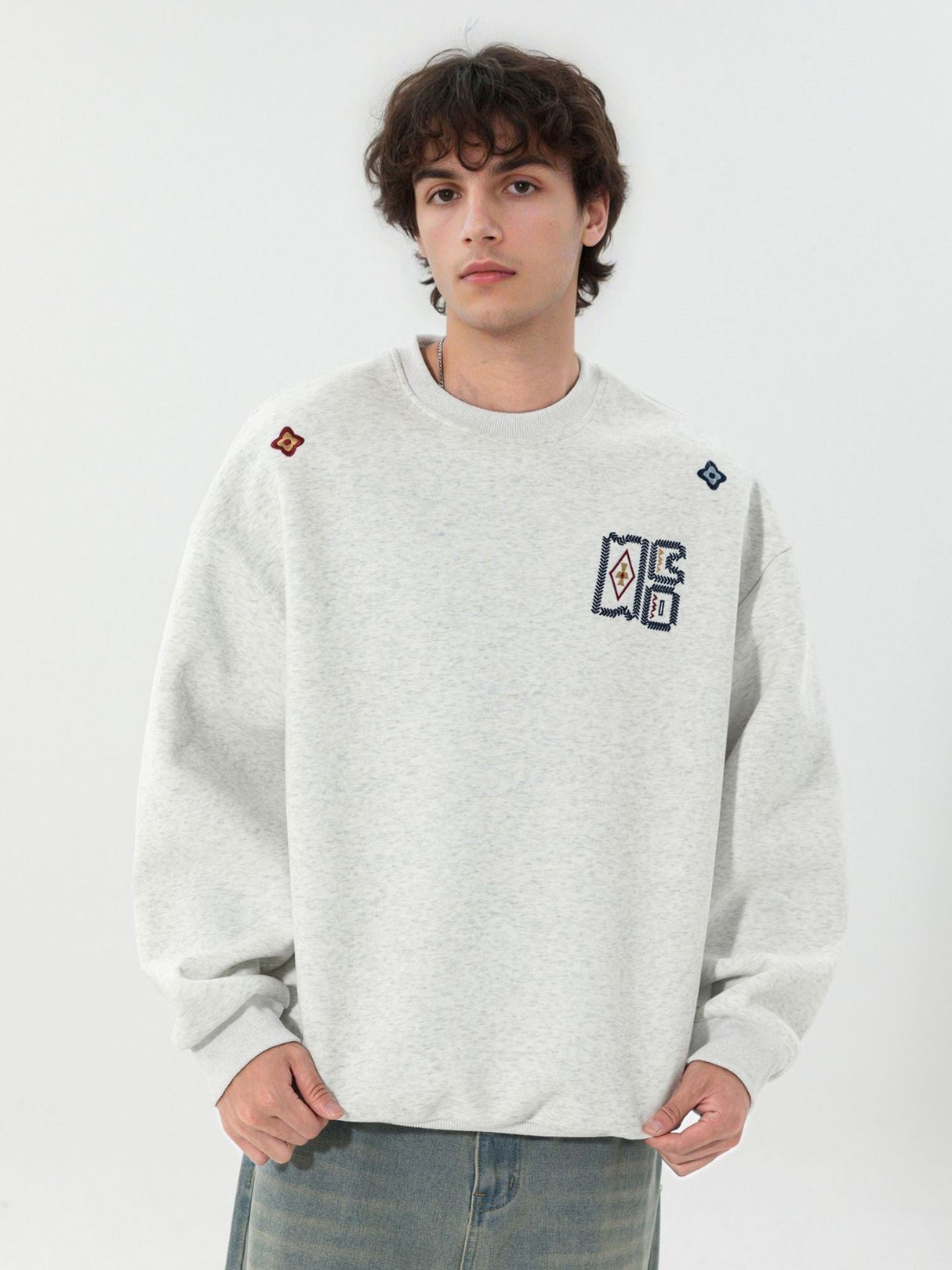 Liber Autumn Men's Embroidered Pattern Pattern Sweatshirts