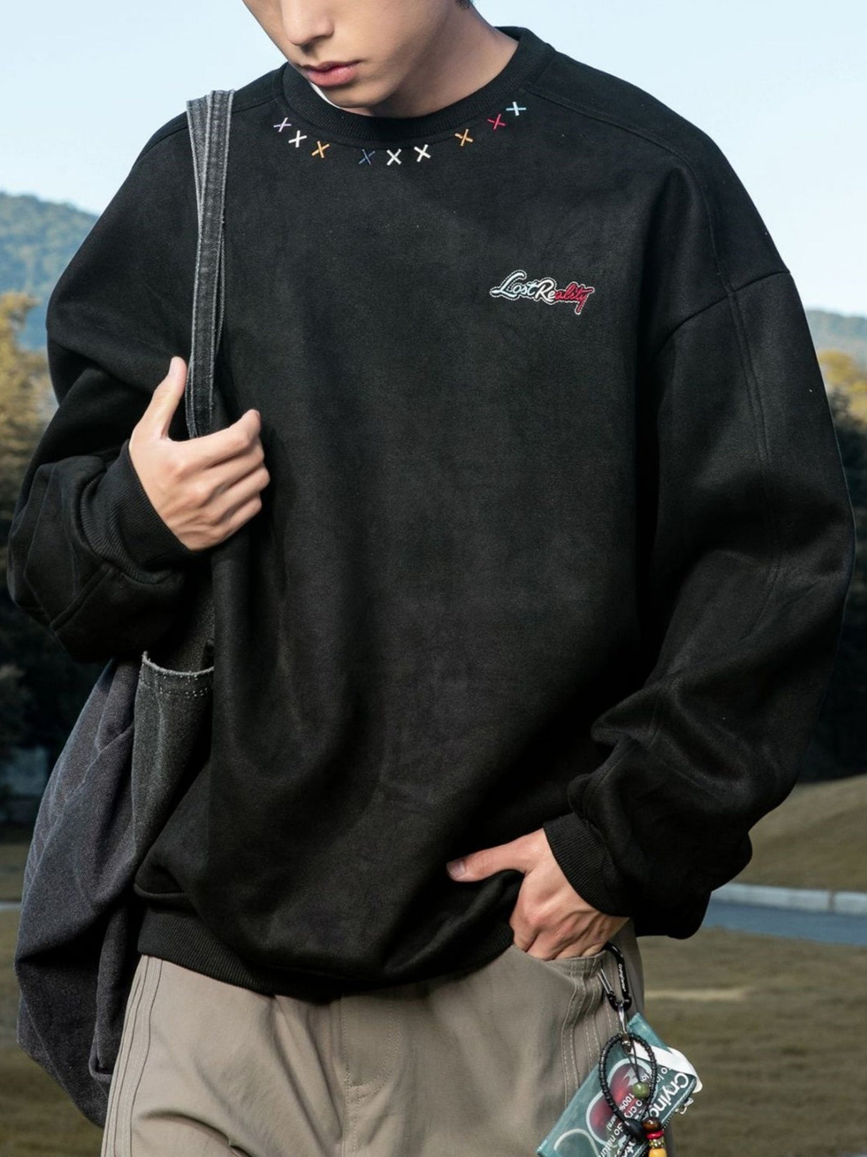 Liber Autumn Men's Embroidered Pattern Letter Sweatshirts&Hoodies