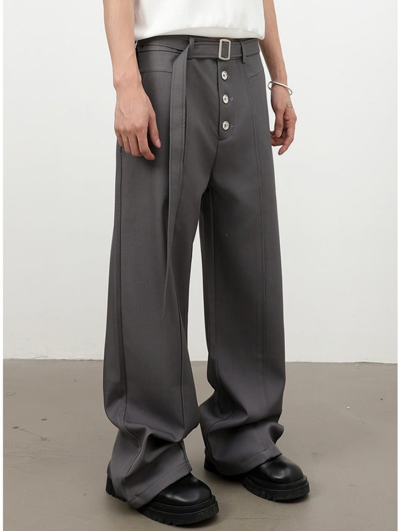 Stereo Multiple Buttons Straight-fit Dress Pants Pants