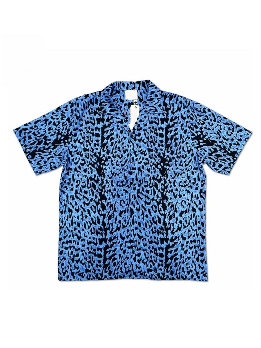 Blue Leopard Print Cuban Territory Shirts