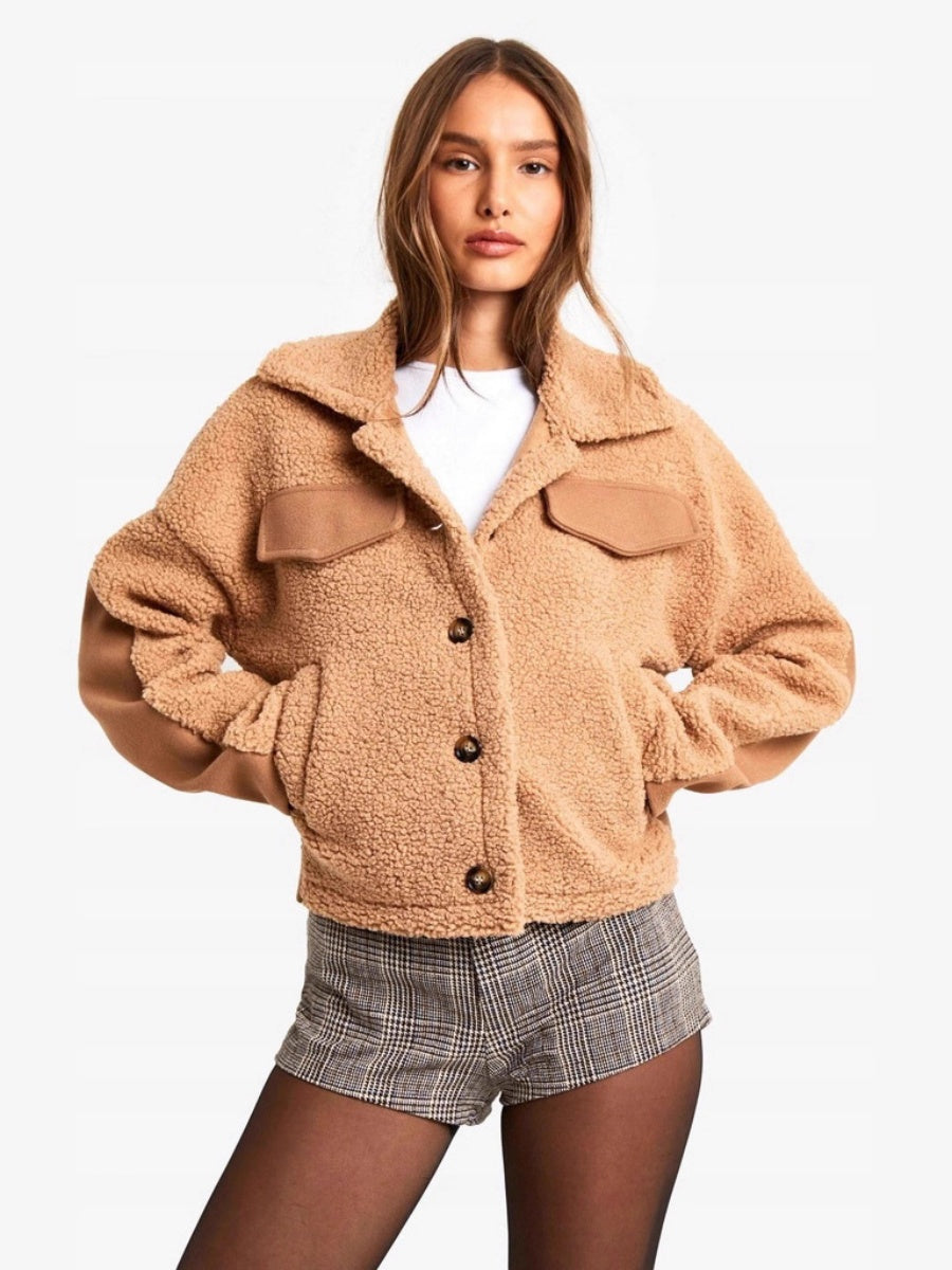 Polar Fleece Cropped Button Jacket