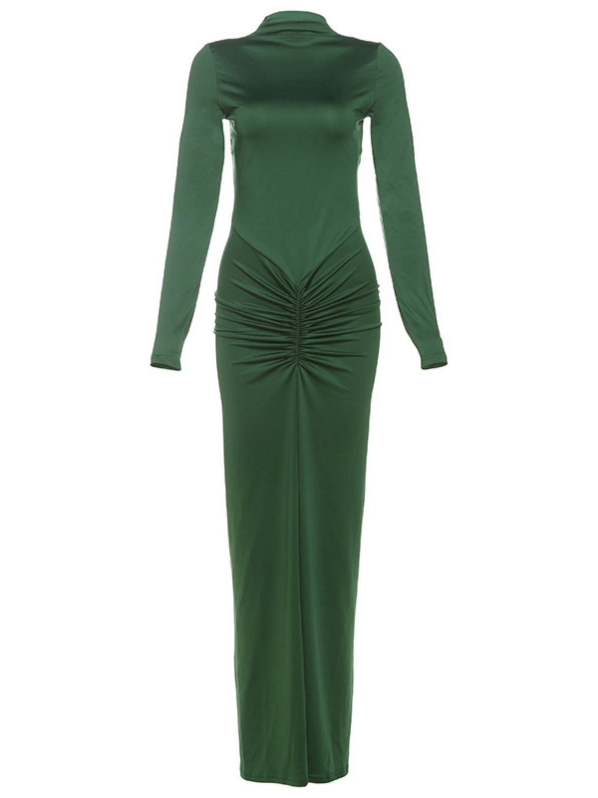 Pleated Splicing Sexy Waist Slimming Solid Color Long Skirt Temperament Dress For Women