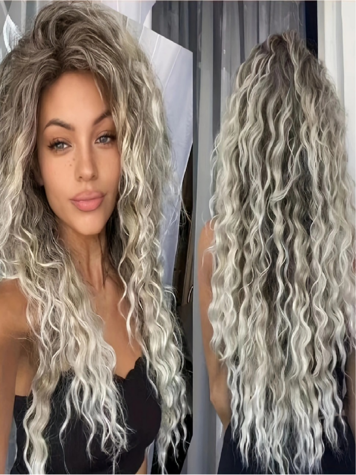 Long, Bouncy, Wavy Wig Made Of Synthetic Fibers