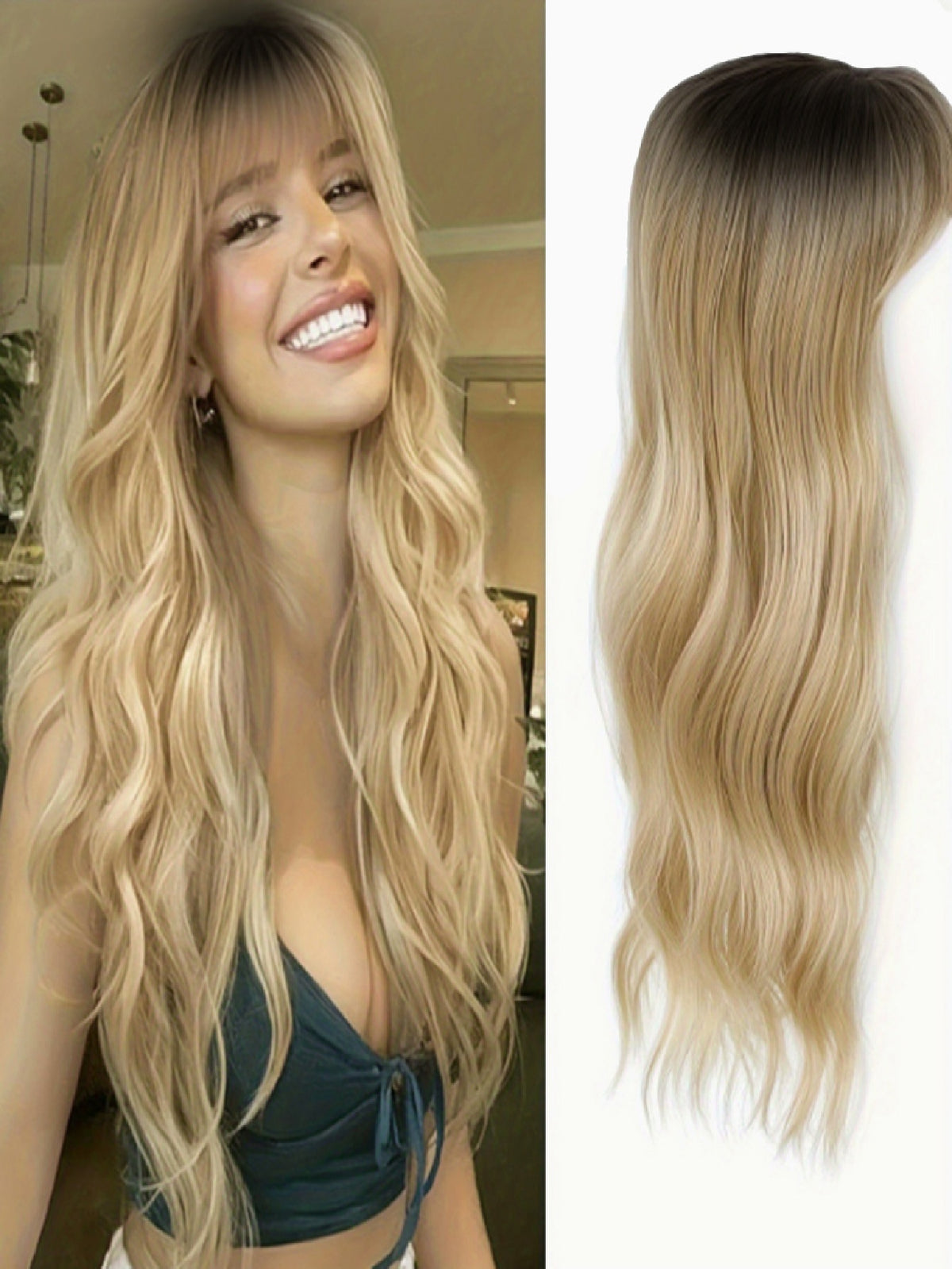 Synthetic Fiber Long Wavy Curl Wig
