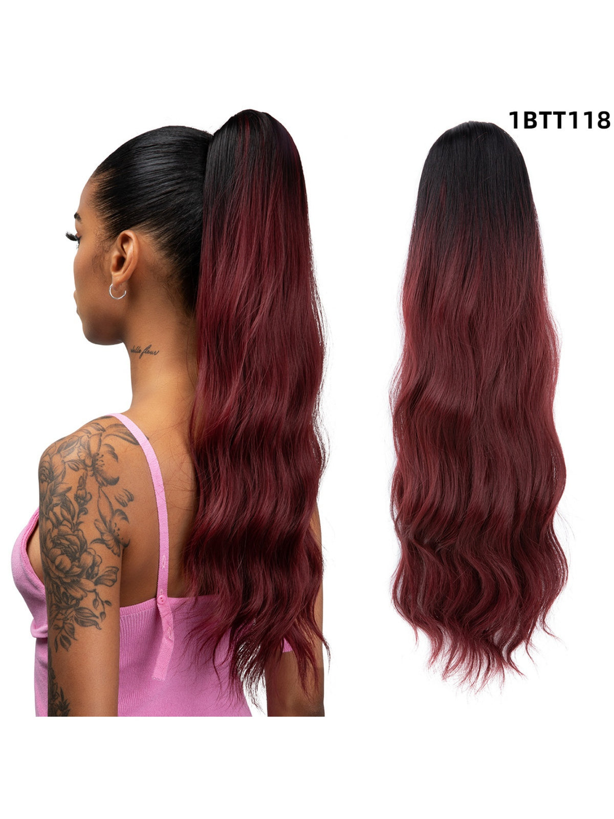Pull-cord Hair Tie Water Ripple High-temperature Silk Ponytail Wig