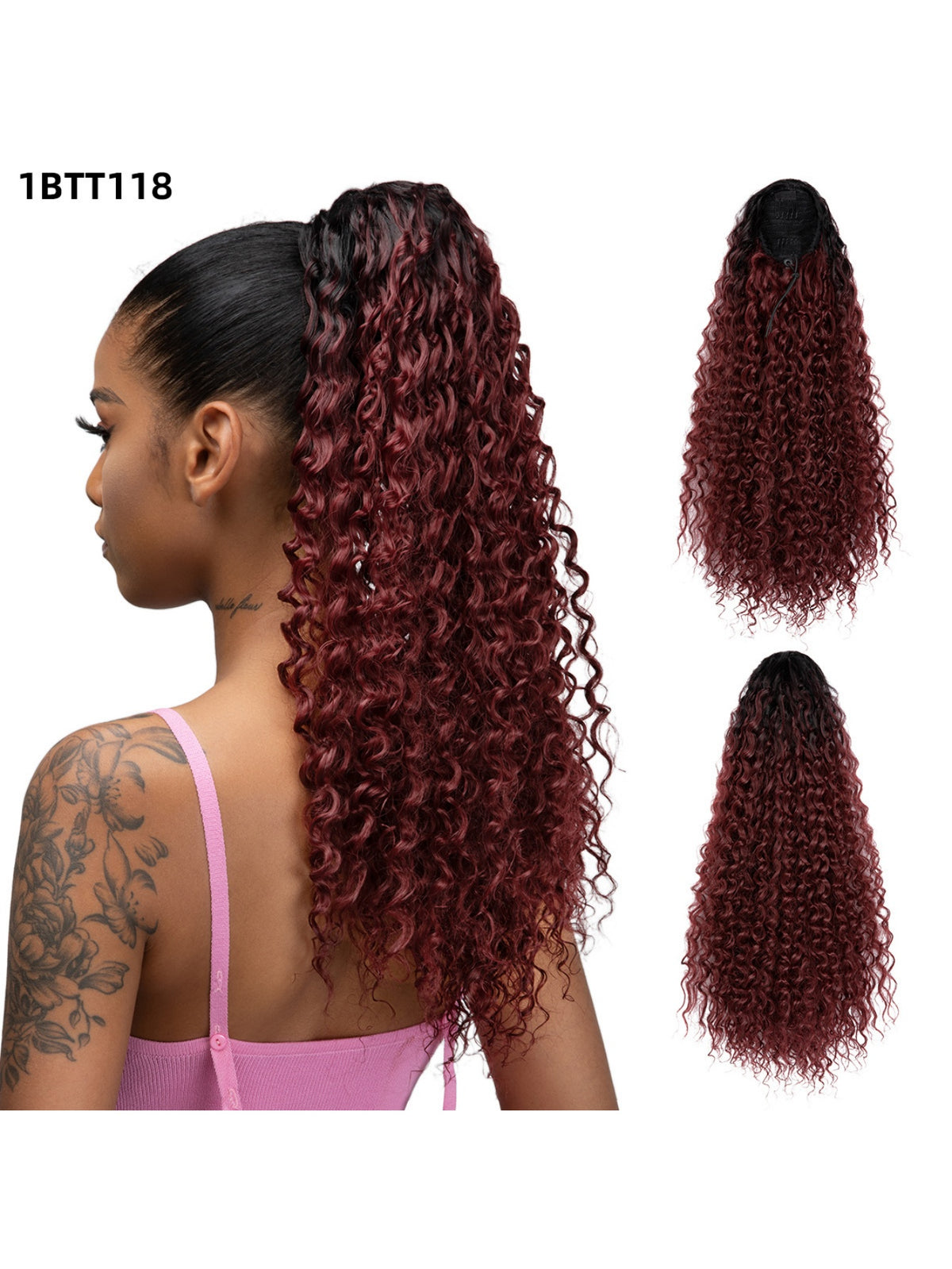 Drawstring Adjustable Synthetic Fiber Ponytail Wavy Curl Wig