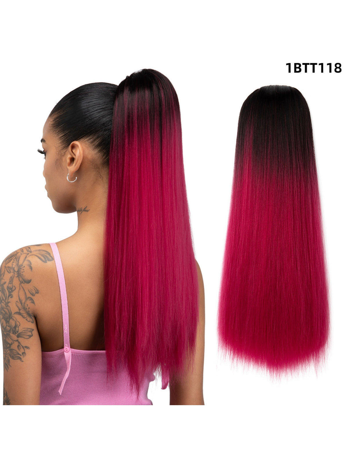 Drawstring Long Straight Synthetic Fiber Wig