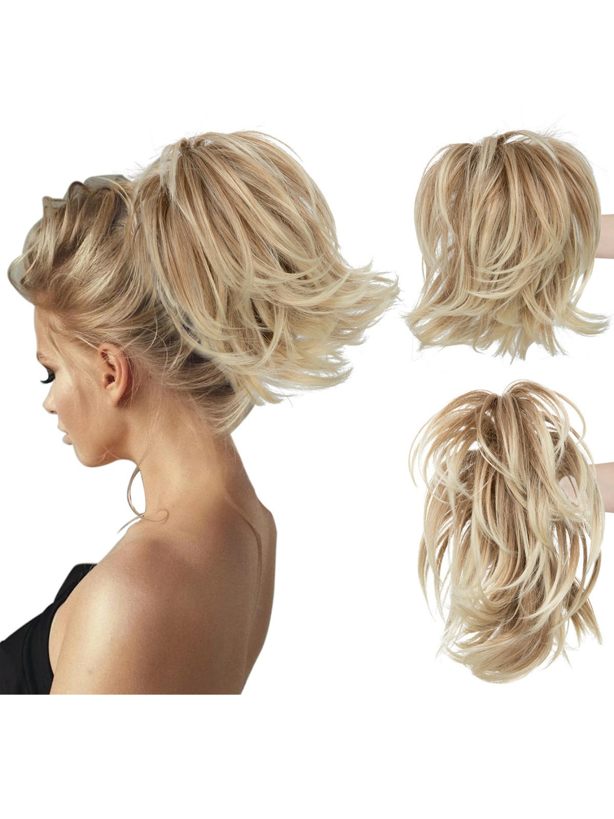 Short, Curled Ponytail Wig With Clip