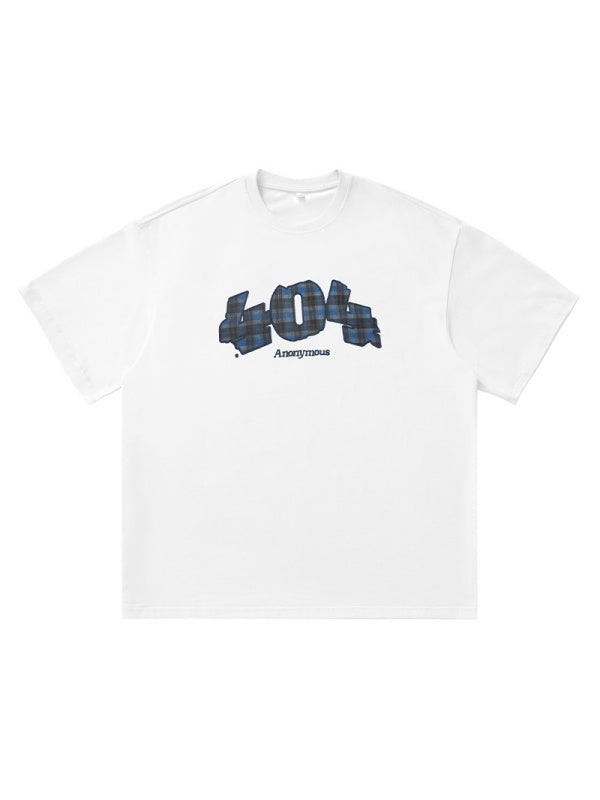 Number Plaid Printed Loose-fit T-shirts