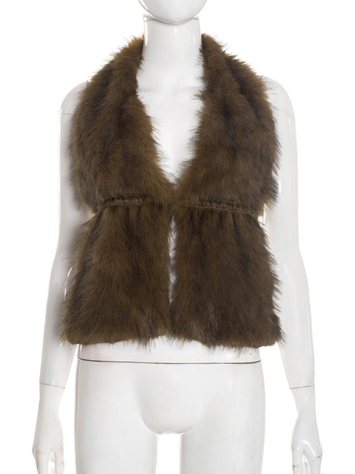 Furry Neckband V-neck Big Backless Sleeveless Rope Cropped Top Tank Tops&Camis