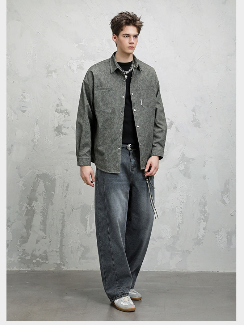 Vintage Distressed Tie-dye Design Loose Long-sleeved Shirt