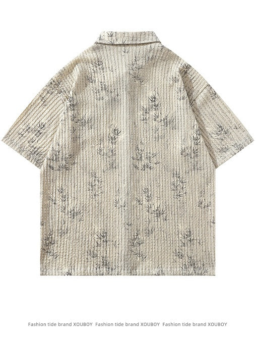 Bamboo Printed Ties Loose-fit Shirts