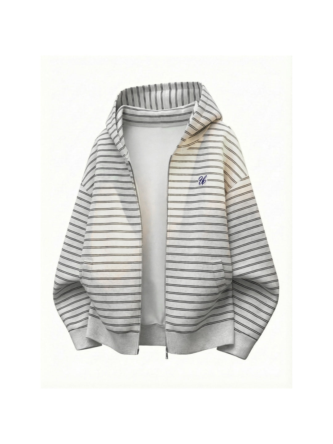 Kastenförmige Kapuzenpullover mit horizontalen Streifen in Farbblöcken