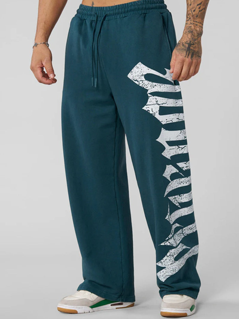 Bodybuilding-Jogginghose mit Print und weitem Bein