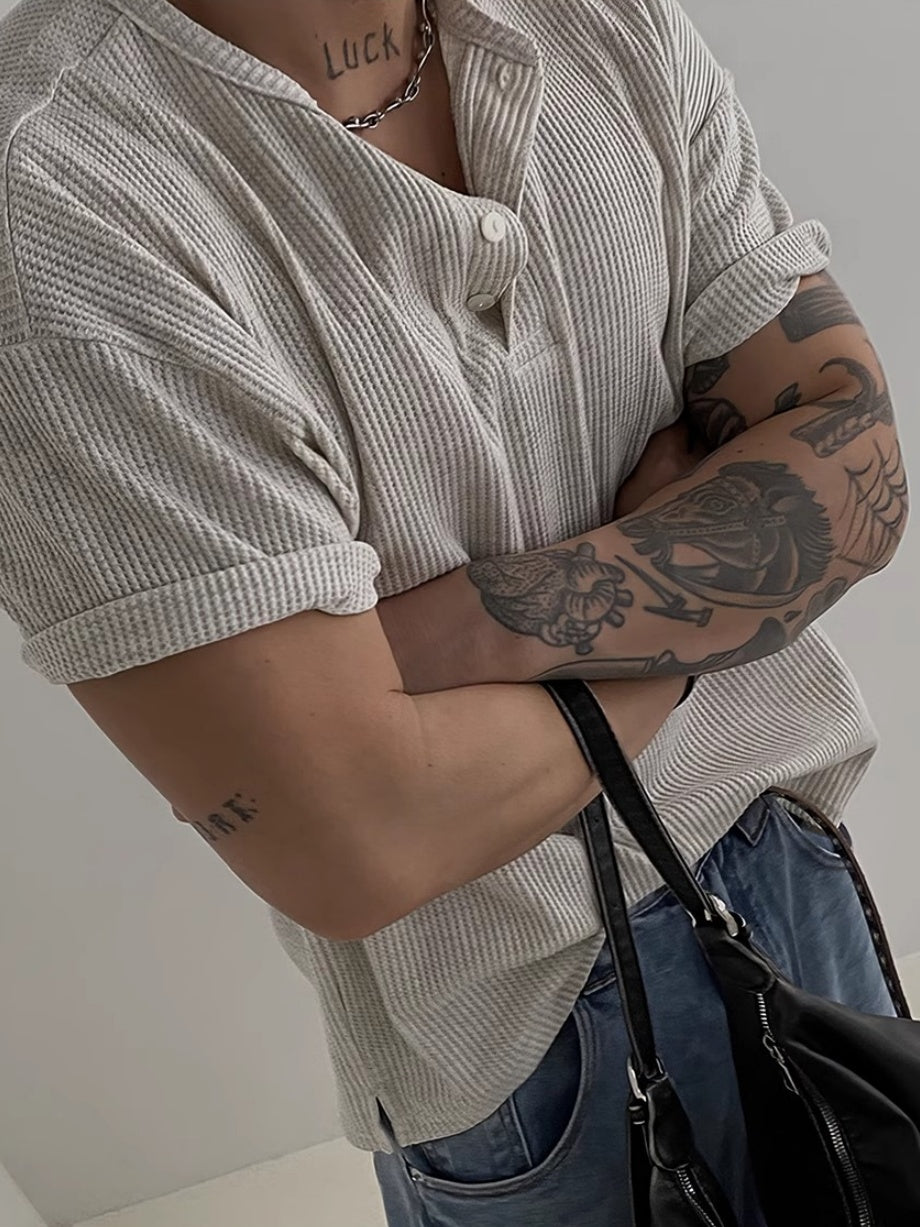 Henry Collar Simplicity Lightweight Breathable T-shirts