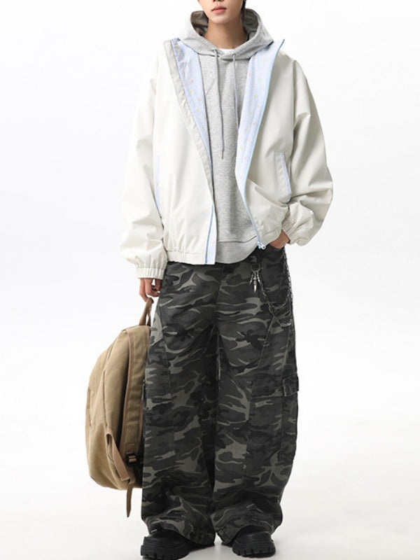 Work Clothes Loose-fit Color-blocked Jackets