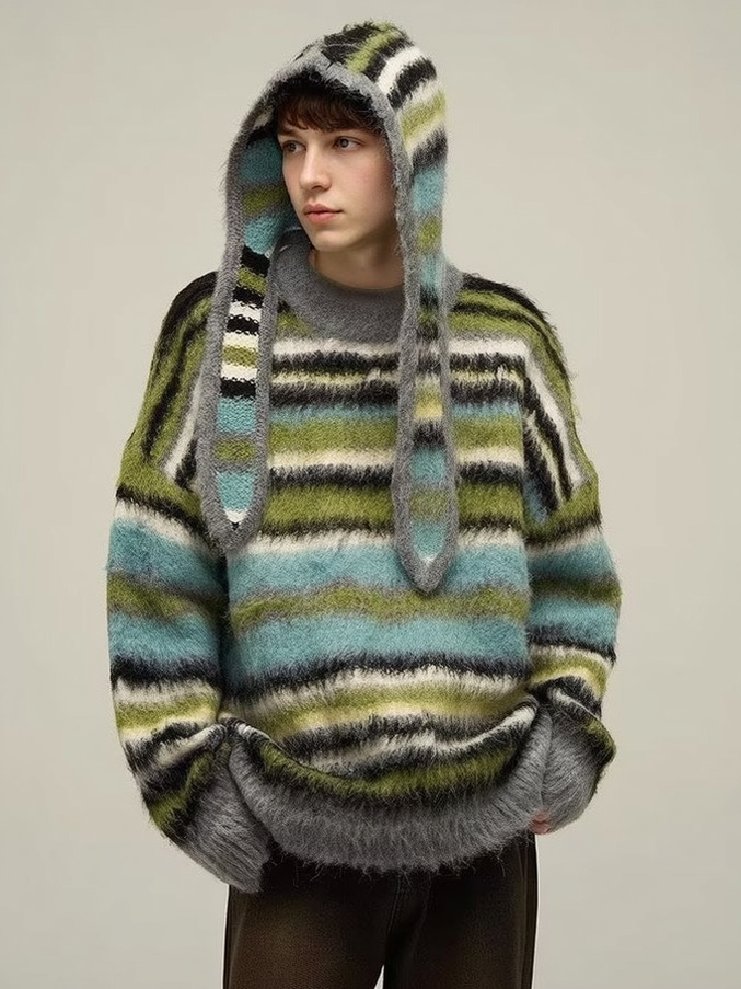 Striped Soft-Knit Sweater