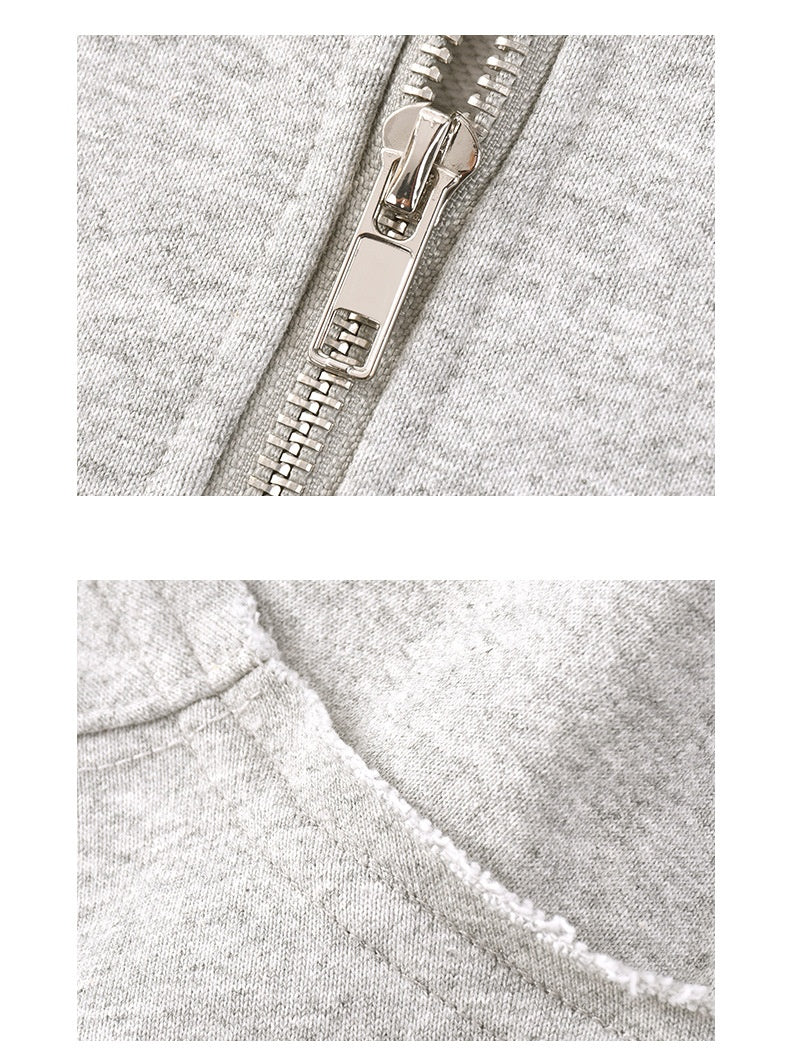 Half Zipper Stand Collar Rough Edge Splicing Sweatshirts&Hoodies Straight-leg Trousers Set