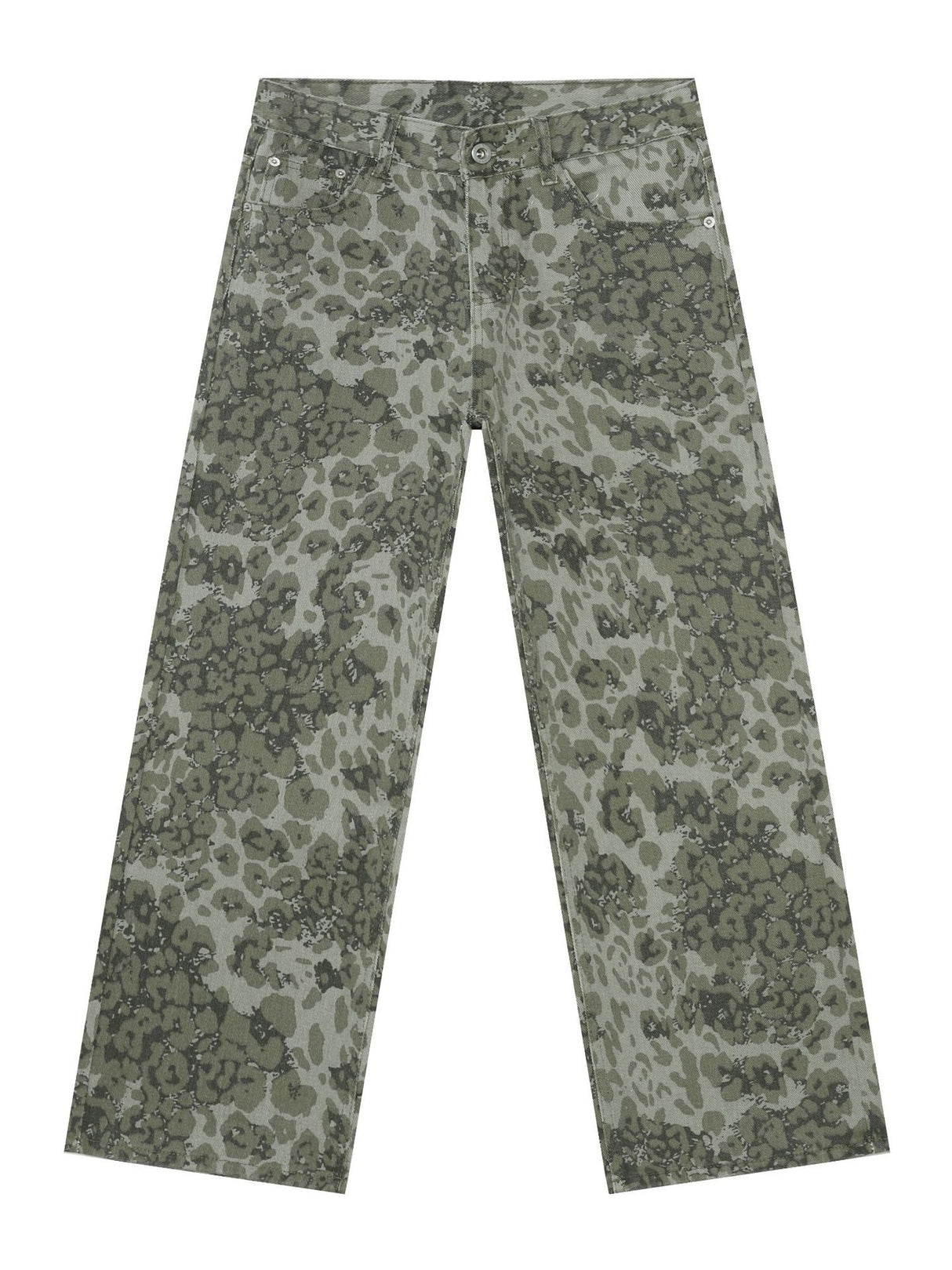 Camouflage Ins Loose-fit Straight-fit Wide-leg Jeans